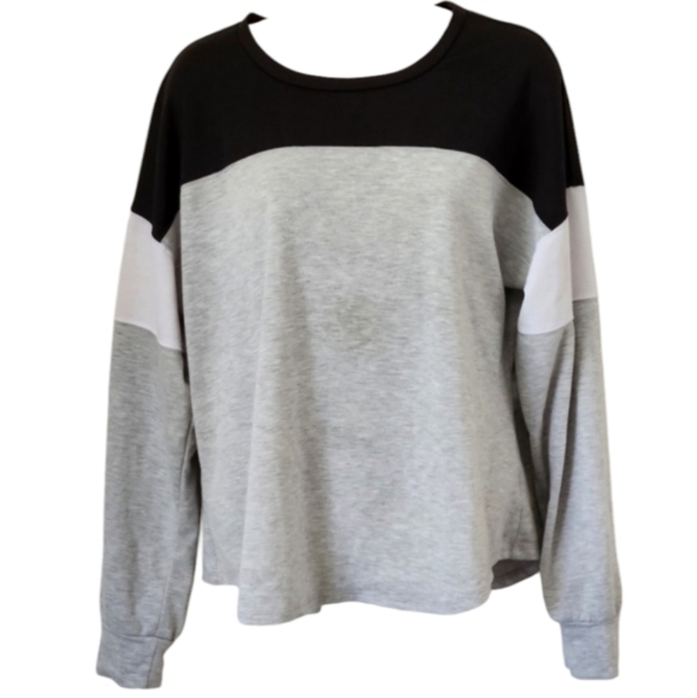 No Boundaries Color Block Drop Shoulder Women's Long Sleeve Cute Sweater Top